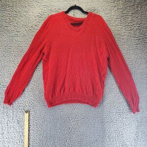 Cashmere Sweater Mens XL Red V-Neck Soft Long-Sleeve Classic Knit *Read*